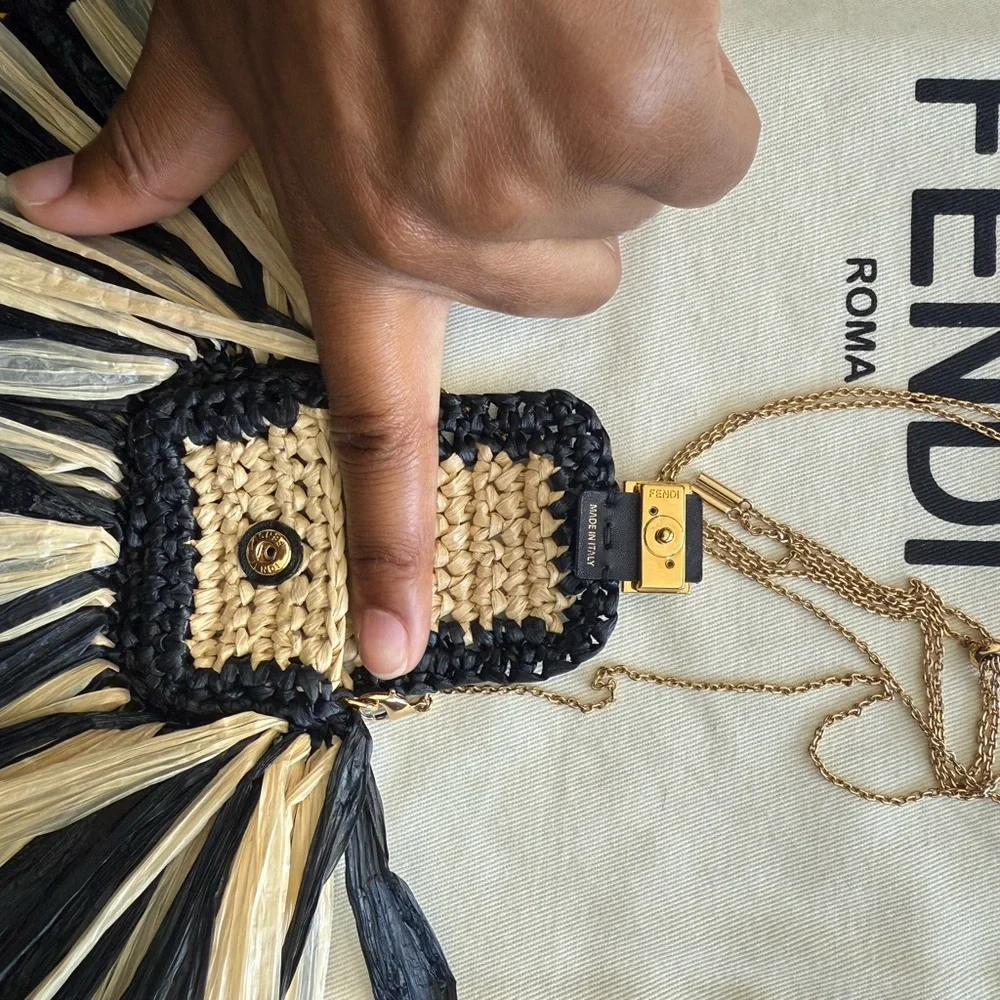 Fendi Black and Tan Fringe Mini Bag - Picture 5 of 10